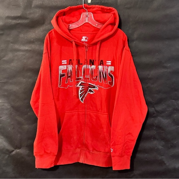 NFL Atlanta Falcons Football Red Zip Up Hoodie - Picture 1 of 7